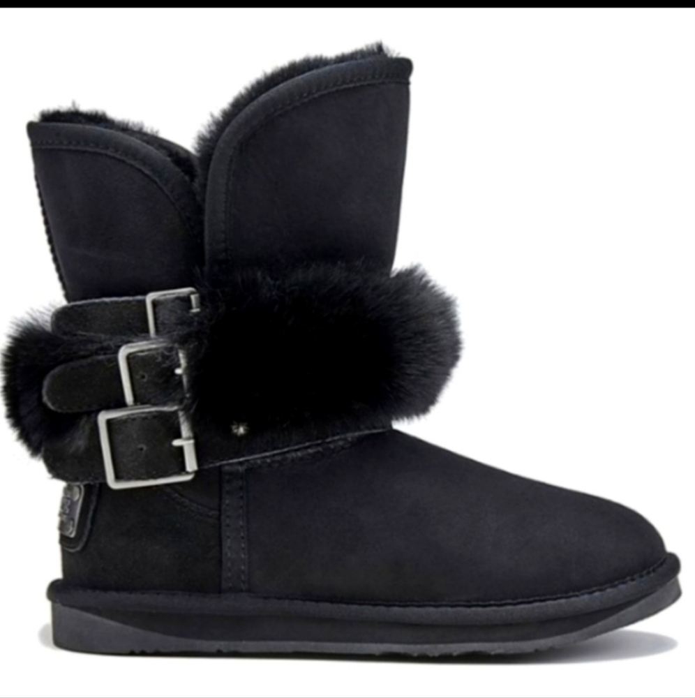 Australia Luxe Collective Hatchet Boots in Black Size 9 Designer Suede Fur#406